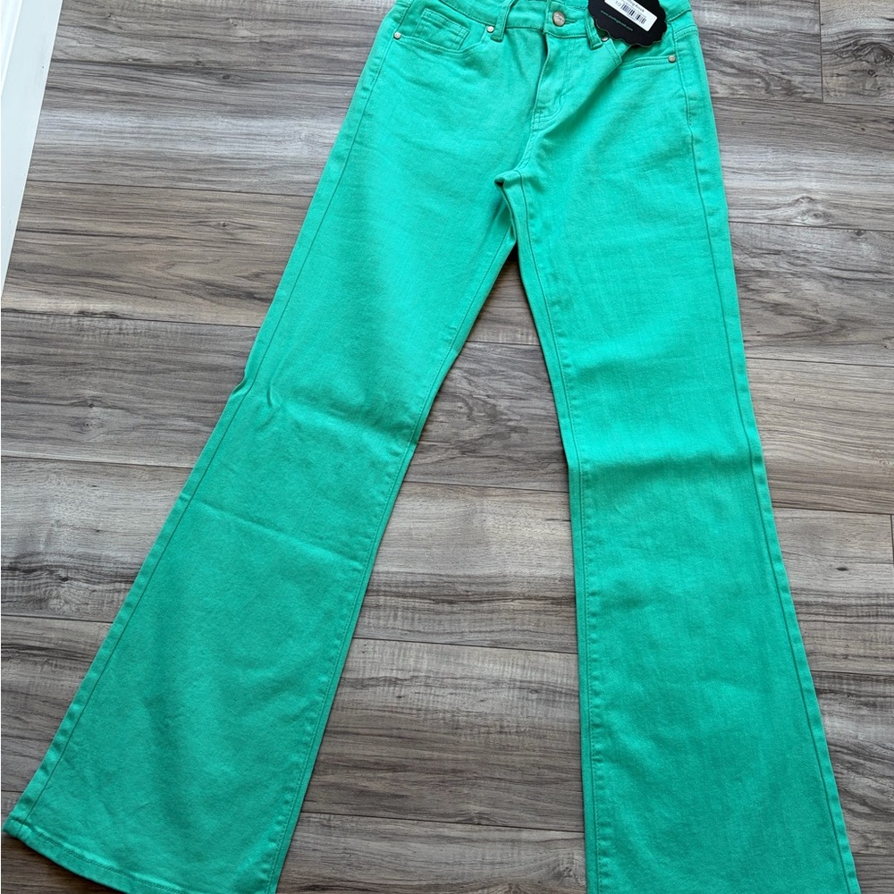 Sterling Kreek Vibrant Green Flare Jeans